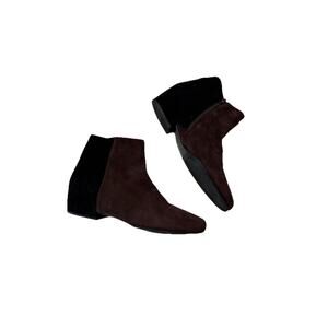 VANELI Women’s Size 11-1/2M Brown & Black Suede Glynis Ankle Boots Low Heel EUC